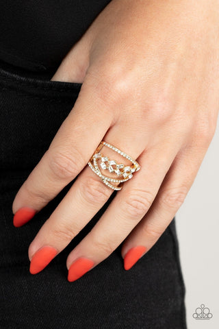 Lavishly Luminary - Gold - White Rhinestone Paparazzi Ring