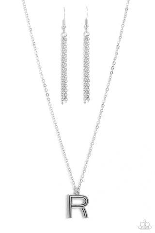 Leave Your Initials - Silver - Letter R Paparazzi Short Necklace