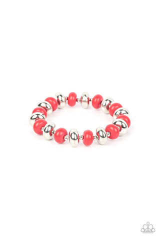 Stone Age Aesthetic - Red - Stone Bead Paparazzi Stretchy Bracelet