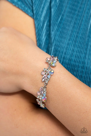 Poolside Perfection - Multi - Colored and Iridescent Rhinestone Cluster Paparazzi Lobster Claw Bracelet