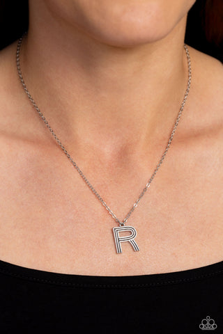 Leave Your Initials - Silver - Letter R Paparazzi Short Necklace