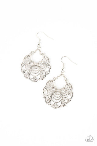 Frilly Finesse - Silver - Rippling Petal Paparazzi Fishhook Earrings