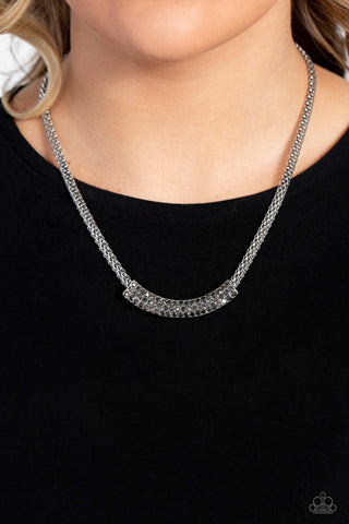 Swing Dance Dream - Silver - Mesh Chain Hematite Rhinestone Paparazzi Short Necklace