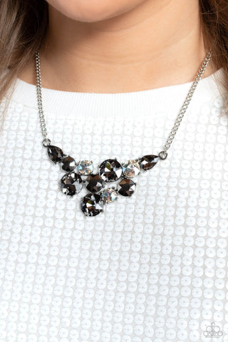 Round Royalty - Silver - Hematite Gem Paparazzi Short Necklace