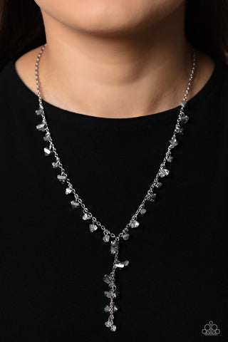 Chiseled Catwalk - Silver - Gem Encrusted Y-Shape Paparazzi Short Necklace