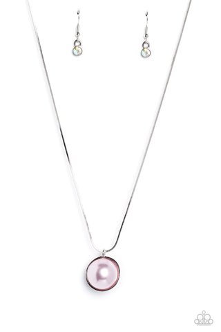 Haute Hybrid - Pink - Pearl and Iridescent Rhinestone Reversible Paparazzi Short Necklace