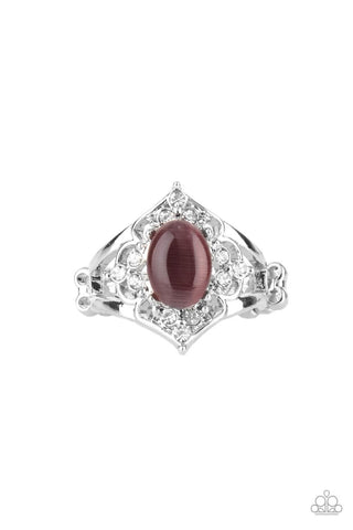 Countdown to Countess - Purple - Oval Cat's Eye Stone White Rhinestone Paparazzi Ring