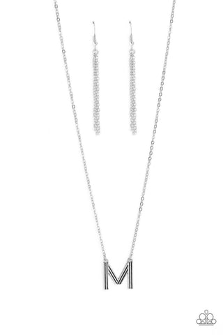 Leave Your Initials - Silver - Letter M Paparazzi Short Necklace