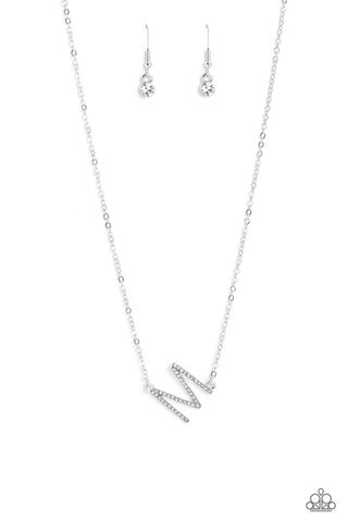 INITIALLY Yours - M - White Rhinestone Paparazzi Short Necklace