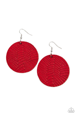 Leathery Loungewear - Red - Geometric Stamped Paparazzi Fishhook Earrings