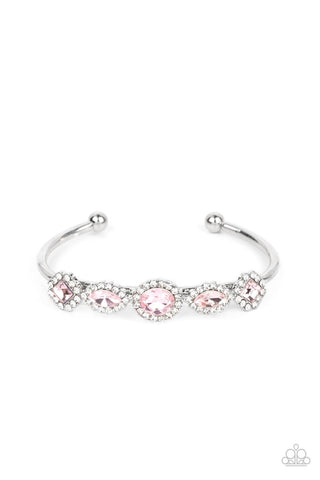 Simmer on GLOW - Pink - Mismatched Rhinestone Paparazzi Cuff Bracelet