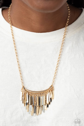 Cue the Chandelier - Multi - Mixed Metal Fringe Paparazzi Short Necklace