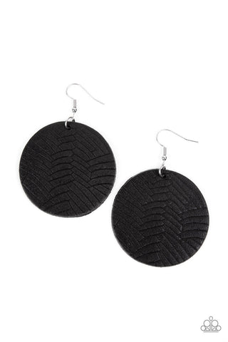 Leathery Loungewear - Black - Geometric Stamped Paparazzi Fishhook Earrings