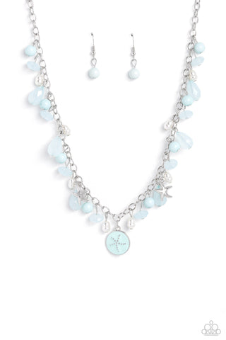 Surfer Serenade - Blue - Bead and Baroque Pearl Starfish Paparazzi Short Necklace