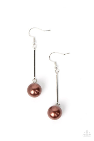 Pearl Redux - Brown - Suspended Pearl Paparazzi Fishhook Earrings