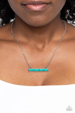 Barred Bohemian - Blue - Turquoise Stone Bead Paparazzi Short Bar Necklace