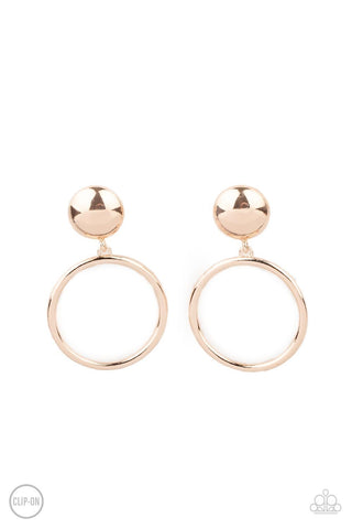 Classic Candescence - Rose Gold - Hoop Paparazzi Clip-On Earrings