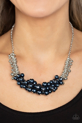 Bonus Points - Blue - Pearl and Silver Ring Paparazzi Short Necklace