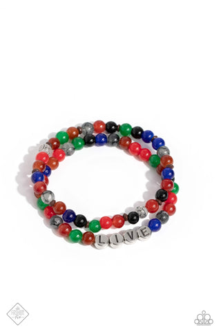 BEAD That As It May - Red - Multicolored Stone Bead "LIVE" Inspirational Paparazzi Stretchy Bracelet - August 2023 Simply Santa Fe