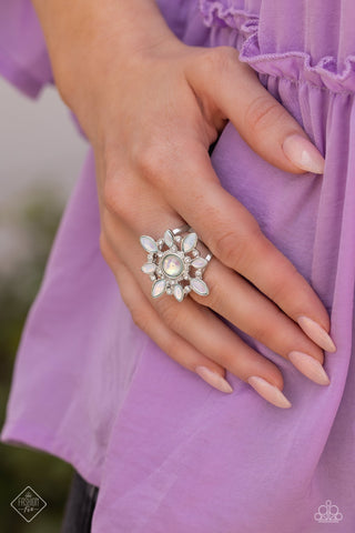 A Summer Spell - Green - Marquise-Cut Opalescent Bead Paparazzi Ring - July 2023 Glimpses of Malibu