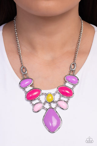 Dreamily Decked Out - Multi - Purple, Pink, Yellow Bead Paparazzi Short Necklace