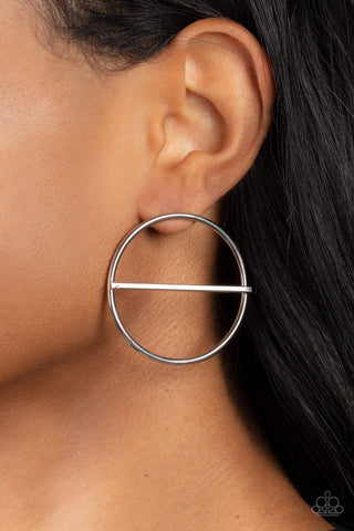 Dynamic Diameter - Silver - Oversized Circle Paparazzi Post Earrings