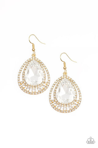 All Rise for Her Majesty Gold Paparazzi Earrings