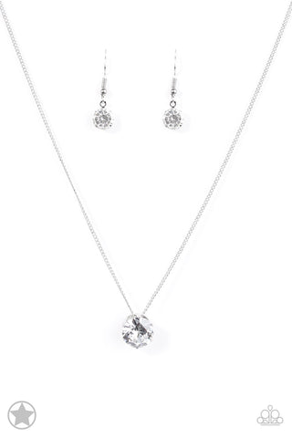 What a Gem - White - Rhinestone Solitaire Paparazzi Short Necklace