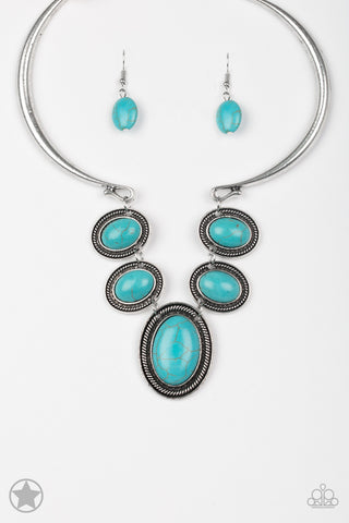 River Ride - Blue - Turquoise Stone Paparazzi Short Necklace