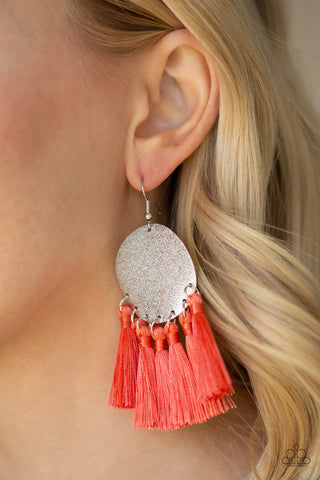 Tassel Tribute Orange Paparazzi Earrings