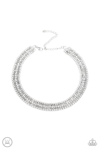 Full REIGN White Paparazzi Rhinestone Choker Necklace