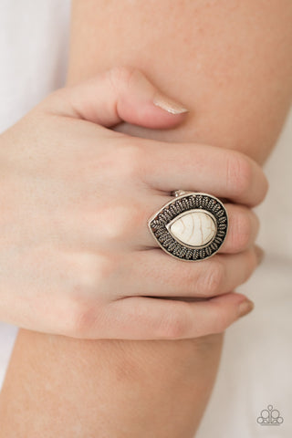 Totally Tropicana White Paparazzi Ring