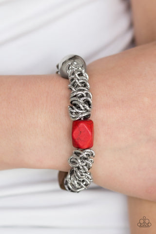 Mesmerizingly Magmatic Red Paparazzi Bracelet