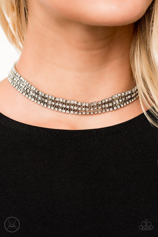 Full REIGN White Paparazzi Rhinestone Choker Necklace