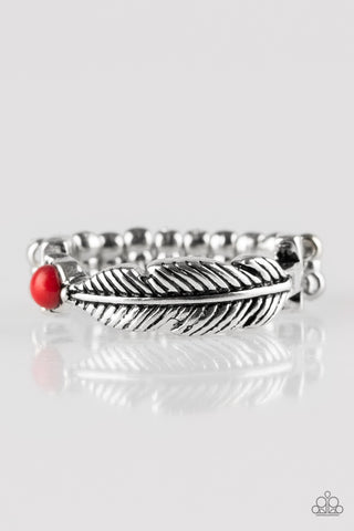 Heads or TAILFEATHERS Red Paparazzi Ring