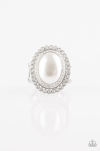 Opulently Olympian White Paparazzi Ring