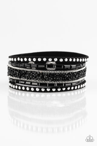 Rhinestone Rocker Black Paparazzi Bracelet