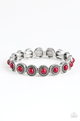 Globetrotter Goals - Red - Bead Paparazzi Stretchy Bracelet