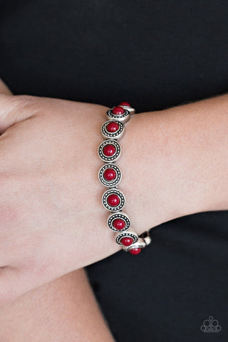 Globetrotter Goals - Red - Bead Paparazzi Stretchy Bracelet