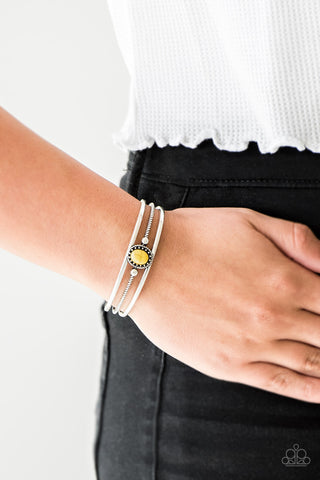 Borderline Borderland Yellow Paparazzi Bracelet