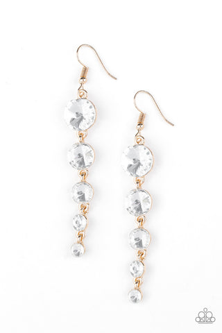 Raining Rhinestones Gold Paparazzi Earrings