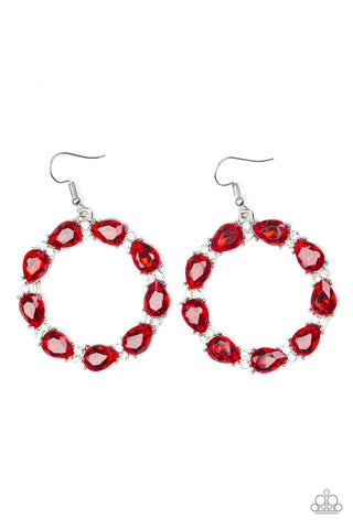 Ring Around the Rhinestones Red Paparazzi Earrings