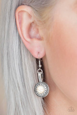 Simply Stagecoach White Paparazzi Earrings