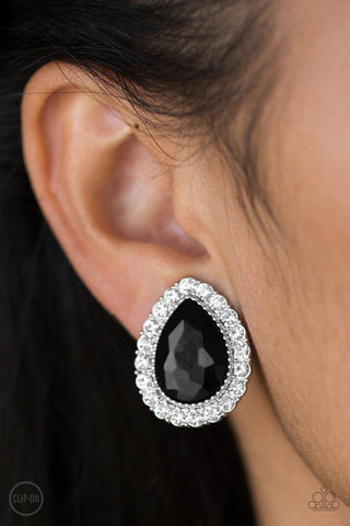 All HAUTE and Bothered Black Paparazzi Clip-On Earrings