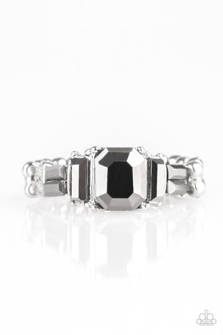 Born to Rule - Silver - Hematite Rhinestone Paparazzi Dainty Ring
