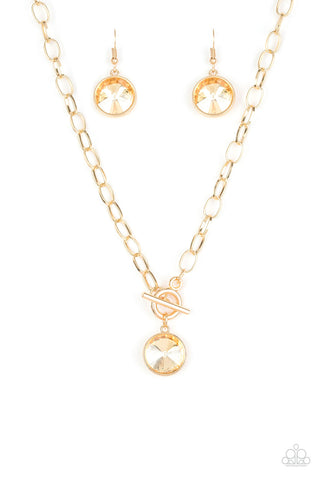 She Sparkles on Gold Paparazzi Necklace