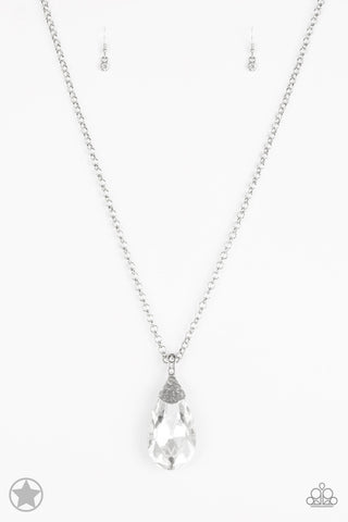 Spellbinding Sparkle - White - Oversized Teardrop Gem Paparazzi Long Necklace
