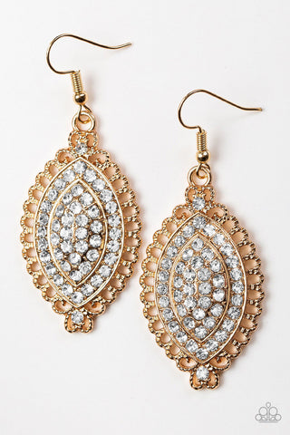 Pretty Prestigious Gold Paparazzi Earrings
