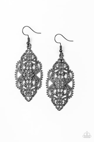 Ornately Ornate Black Paparazzi Earrings