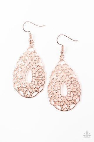 Wisteria Histeria Rose Gold Paparazzi Earrings